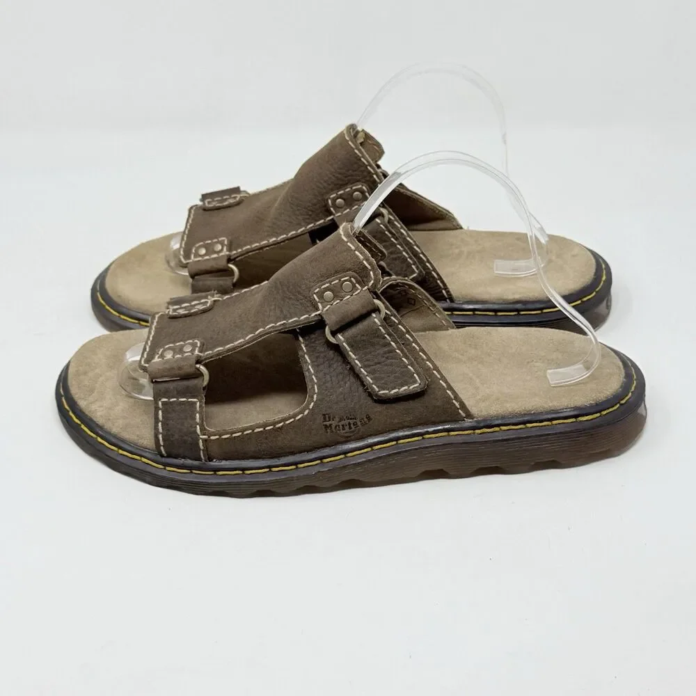 Dr. Martens Slide Sandals Shoes Mens 11 Brown Leather Fisherman Casual Preppy